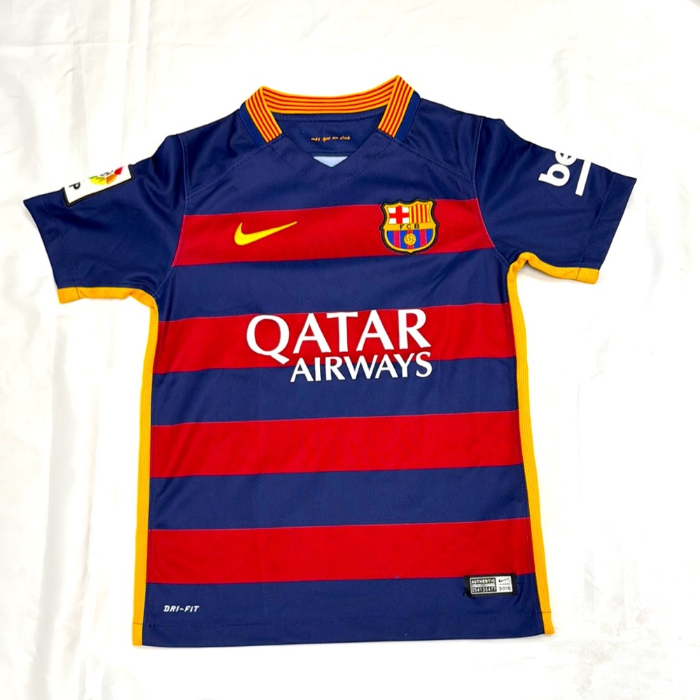 Nike Barcelona Jersey Blue and Red Performance Top Boys Sz. small
